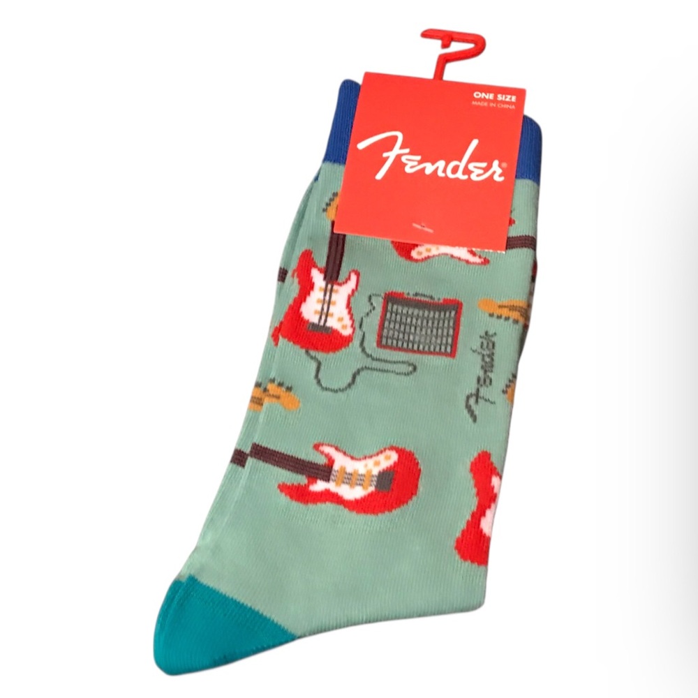 Fender Men's Teal and Red Guitar Socks